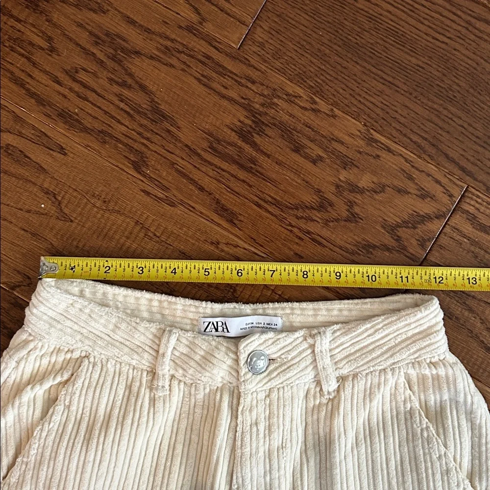 Zara Cream Wide-Leg Textured Trousers - Picture 9 of 9